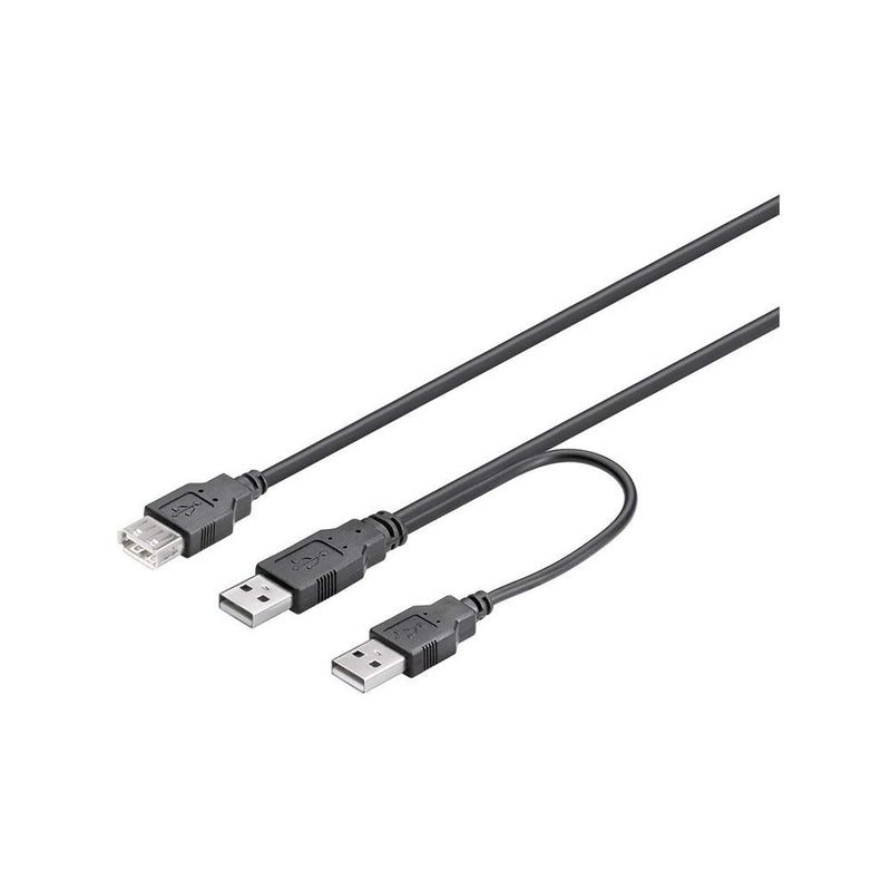 USB2 Y-powerkabel, 2xA-han/USB A-hun, 0,3 m