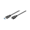 USB3 kabel A han/micro B-han, sort, 3 m