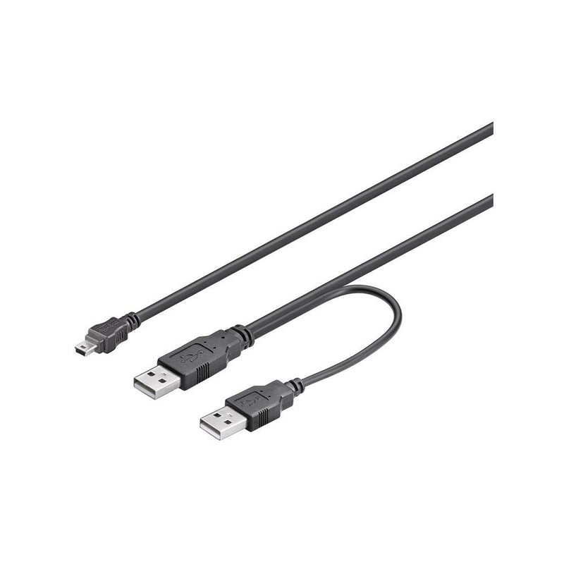 USB2 Y-powerkabel, 2xA-han/USB mini 5 pol han, 0,6 m