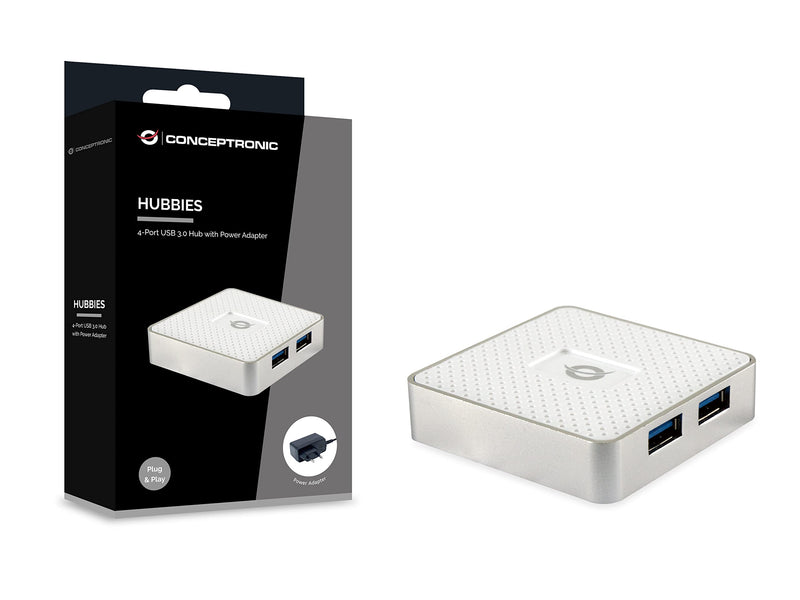 USB3 hub, 4 port, m. strømforsyning