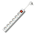 AC power sockets with switch, 6x CEE 7/4 jack children security NK 600S-150 CS WHITE SCHALTER 1.5m