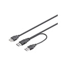 Goobay 93353 USB 2.0 Hi-Speed Dual-Power Cable, Black, 0.3m Length