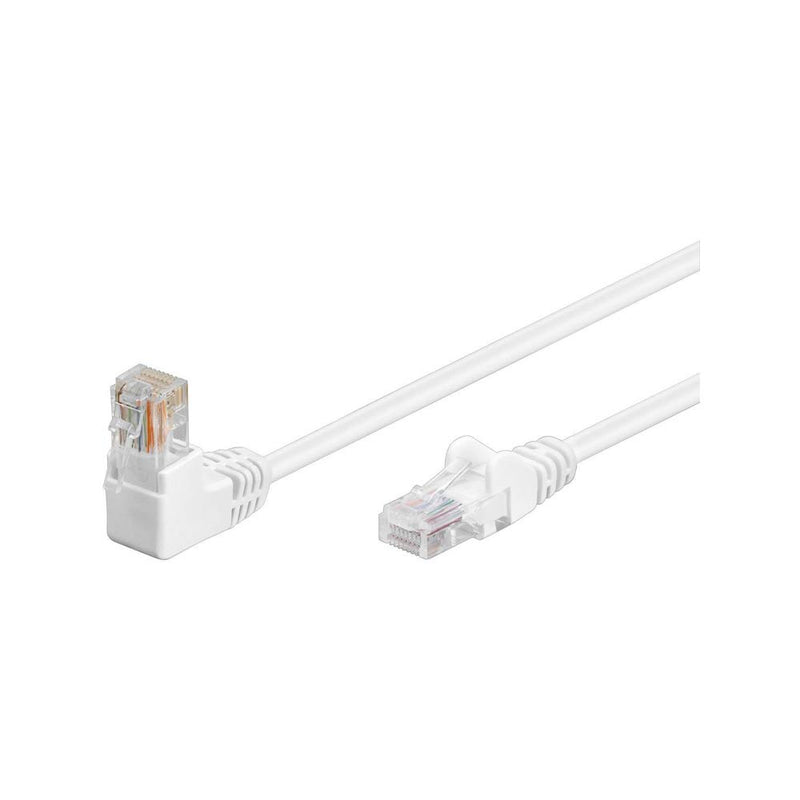 Patch kabel, UTP CAT5E, hvid, 3 m, 90°