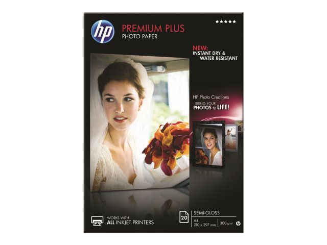 HP Premium Plus-fotopapir, halvblankt, 20 ark/A4/210 x 297 mm