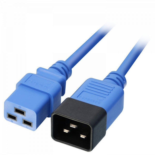 IEC C19 to C20 Extension Cable, Blue, 1m