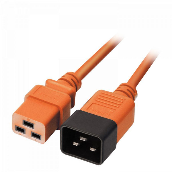 IEC C19 to C20 Extension Cable, Orange, 1m