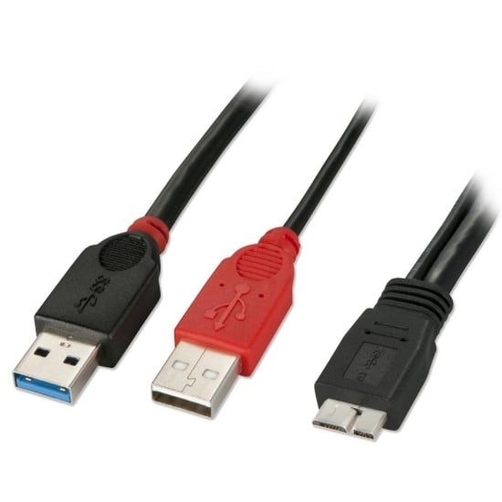 USB 3.0 Dual Power Cable USB AM x 2 to USB 3.0 Micro-B 0.5m