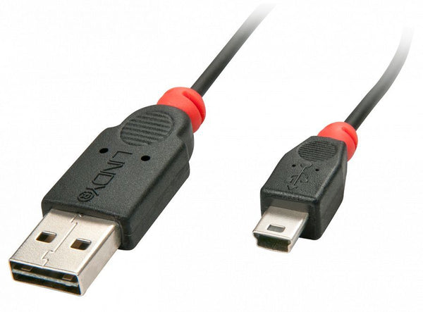 USB 2.0 Easy Fit Cable - Black Type A Male to Mini-B Male 0.5