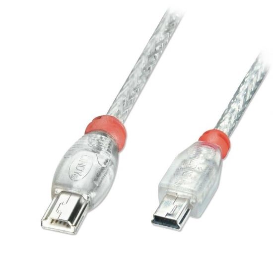 USB 2.0 OTG Cable Transparent Mini-A Male to Mini-B Male 0.5m