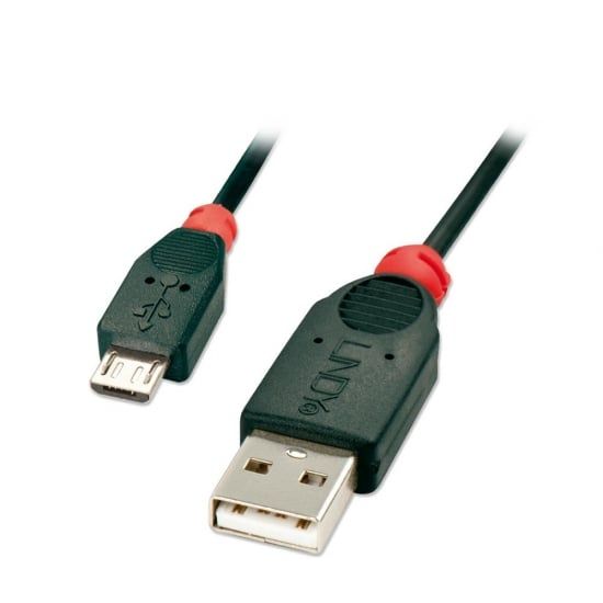 USB 2.0 Cable - Black Type A Male to Micro B Male 2m