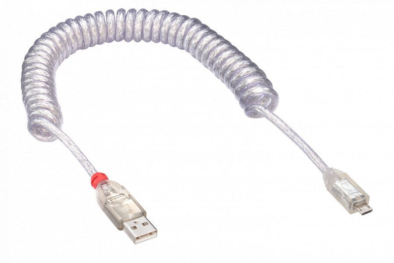 USB Coiled Cable Type A Male to Micro-B Male 2m