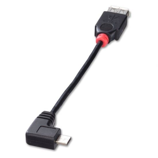 USB 2.0 90Deg OTG Cable -Black Micro-A Male to Type A Female