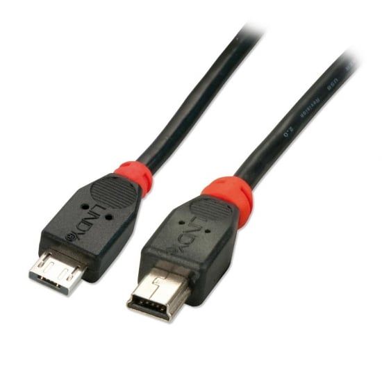 USB 2.0 OTG Cable - Black Micro-A Male to Mini-B Male 0.5m