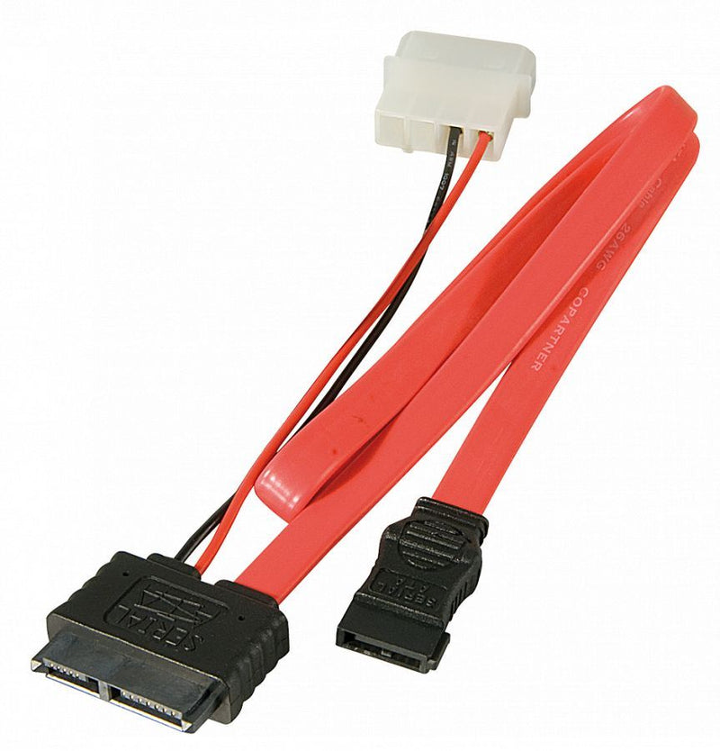 Slimline SATA Cable to SATA 7 Pin + 5.25 Power 1m