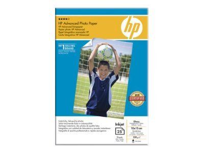 HP Advanced-fotopapir, blankt, 250 g/m2, 10 x 15 cm (101 x 152 mm), 25 ark