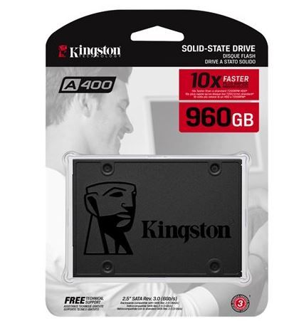 Kingston A400 SSD SSD Internal 2.5" SATA Rev 3.0, 960GB - SA400S37/960G, Noir